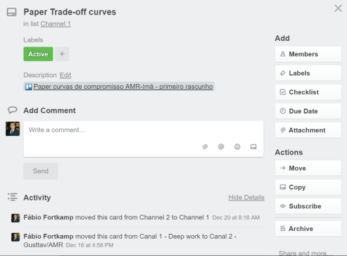 Um exemplo de cartão com link no Trello