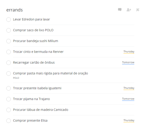 Minha lista de voltas no Todoist