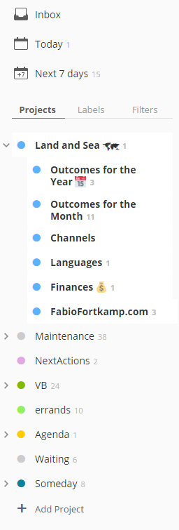Meus projetos no Todoist