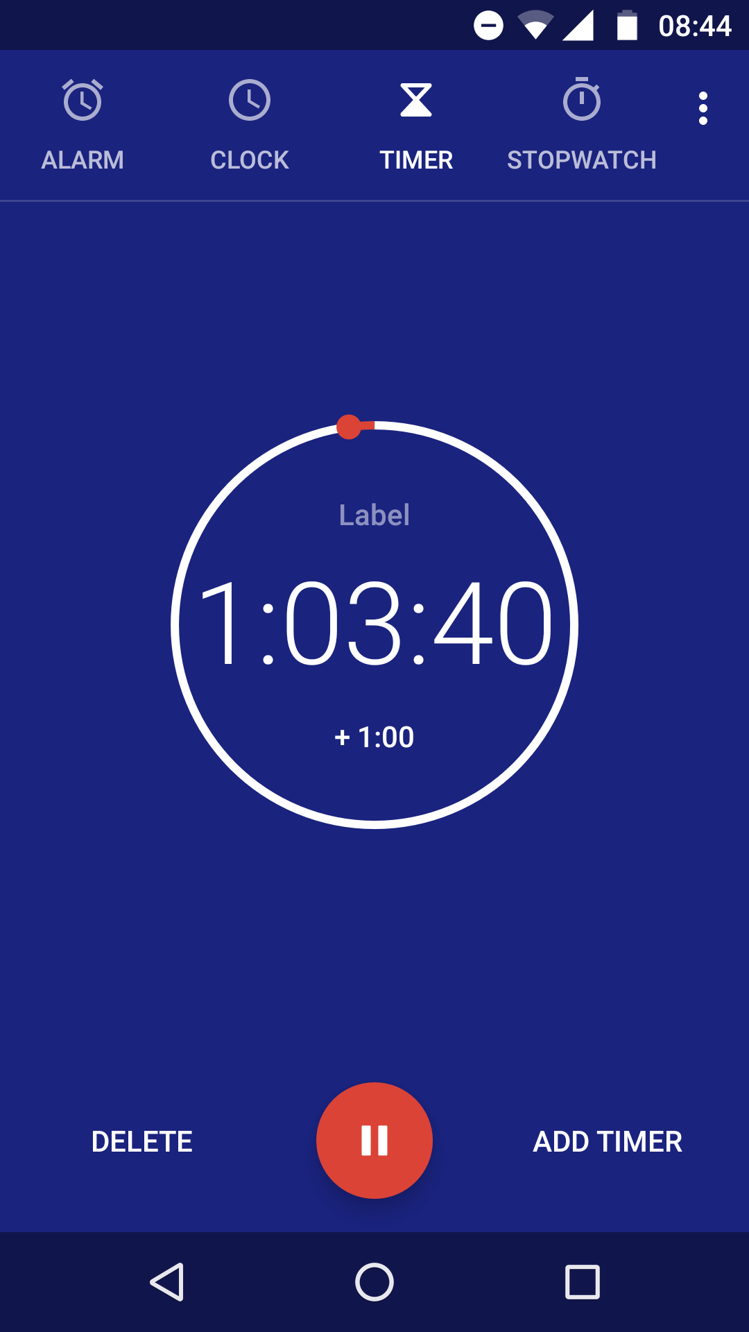 Aplicativo padrão de timer no Android