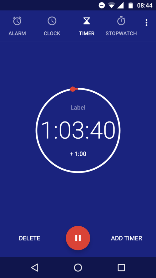 Aplicativo padrão de timer no Android