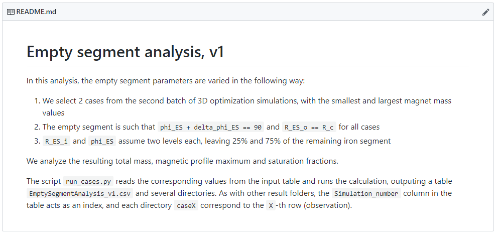 Captura de tela de um arquivo README de uma subpasta de "results", mostrando explicações sobre como a análise dessa subpasta foi feita